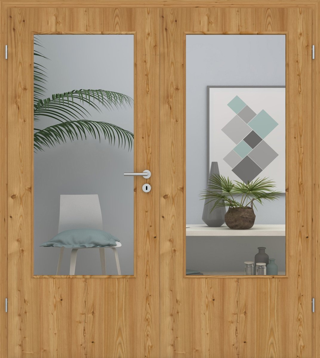 Doppelflügeltür Echtholz Lärche Crack hell LA - Meine Tür