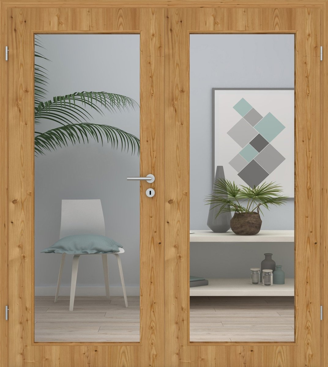 Doppelflügeltür Echtholz Lärche Crack hell LA XL - Meine Tür