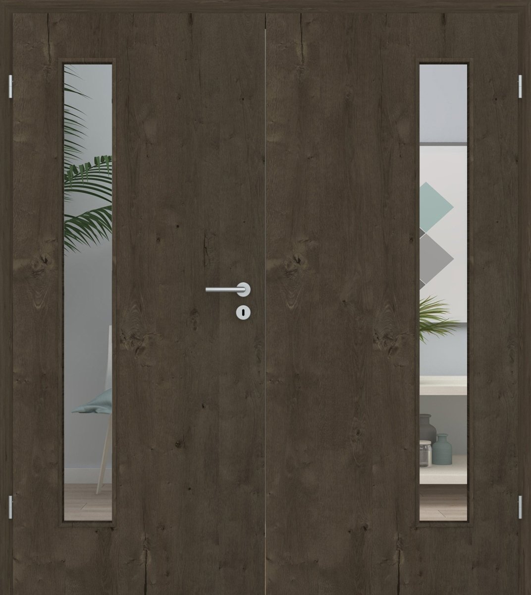 Doppelflügeltür Echtholz Risseiche Altholz LA 08B - Meine Tür