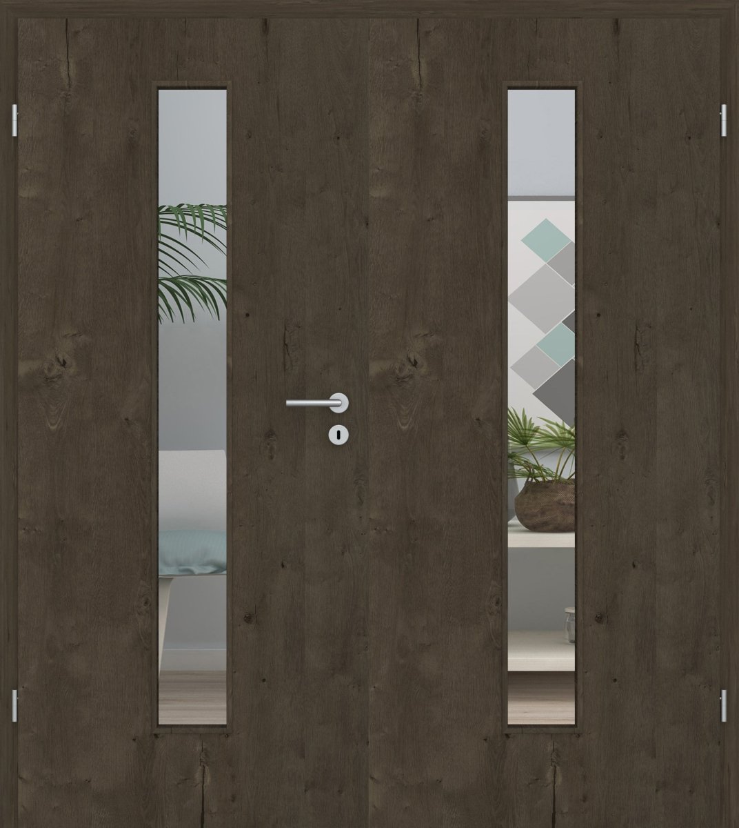 Doppelflügeltür Echtholz Risseiche Altholz LA 08M - Meine Tür