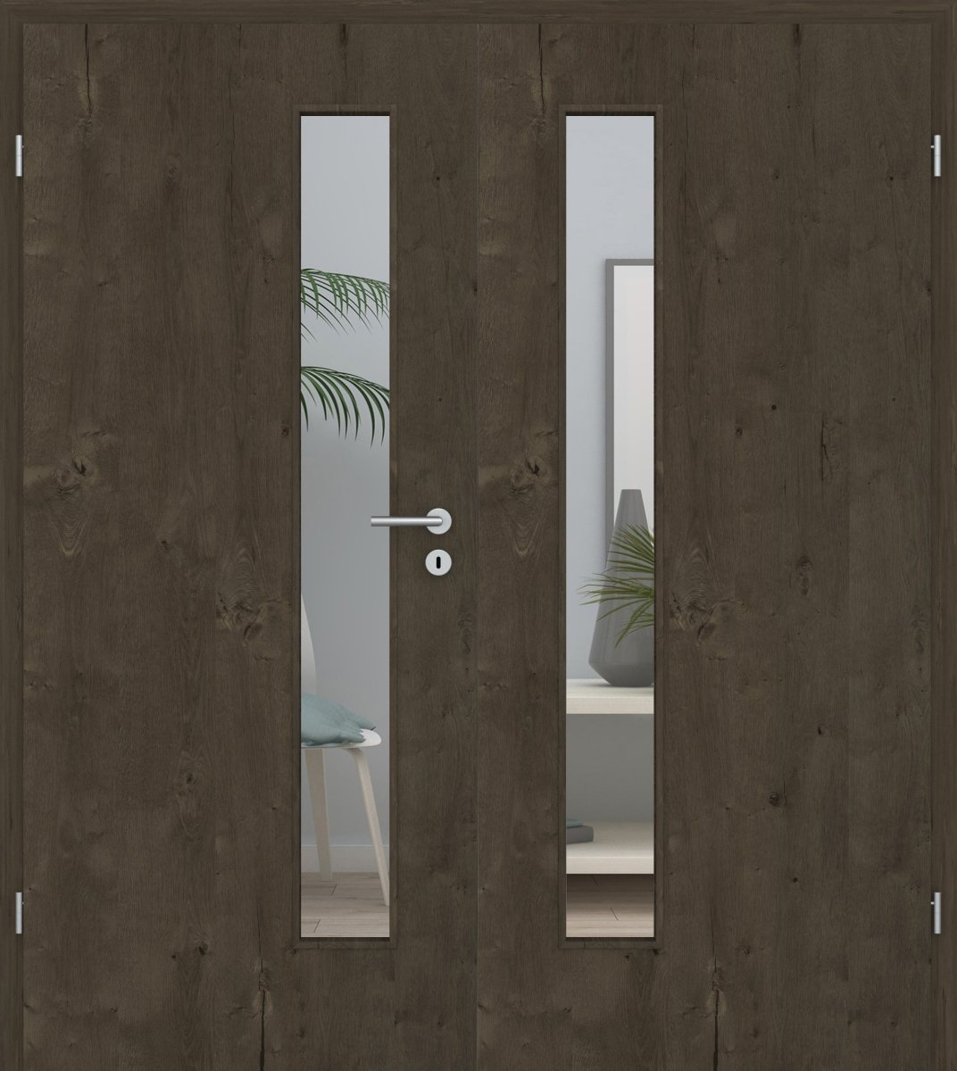 Doppelflügeltür Echtholz Risseiche Altholz LA 08S - Meine Tür