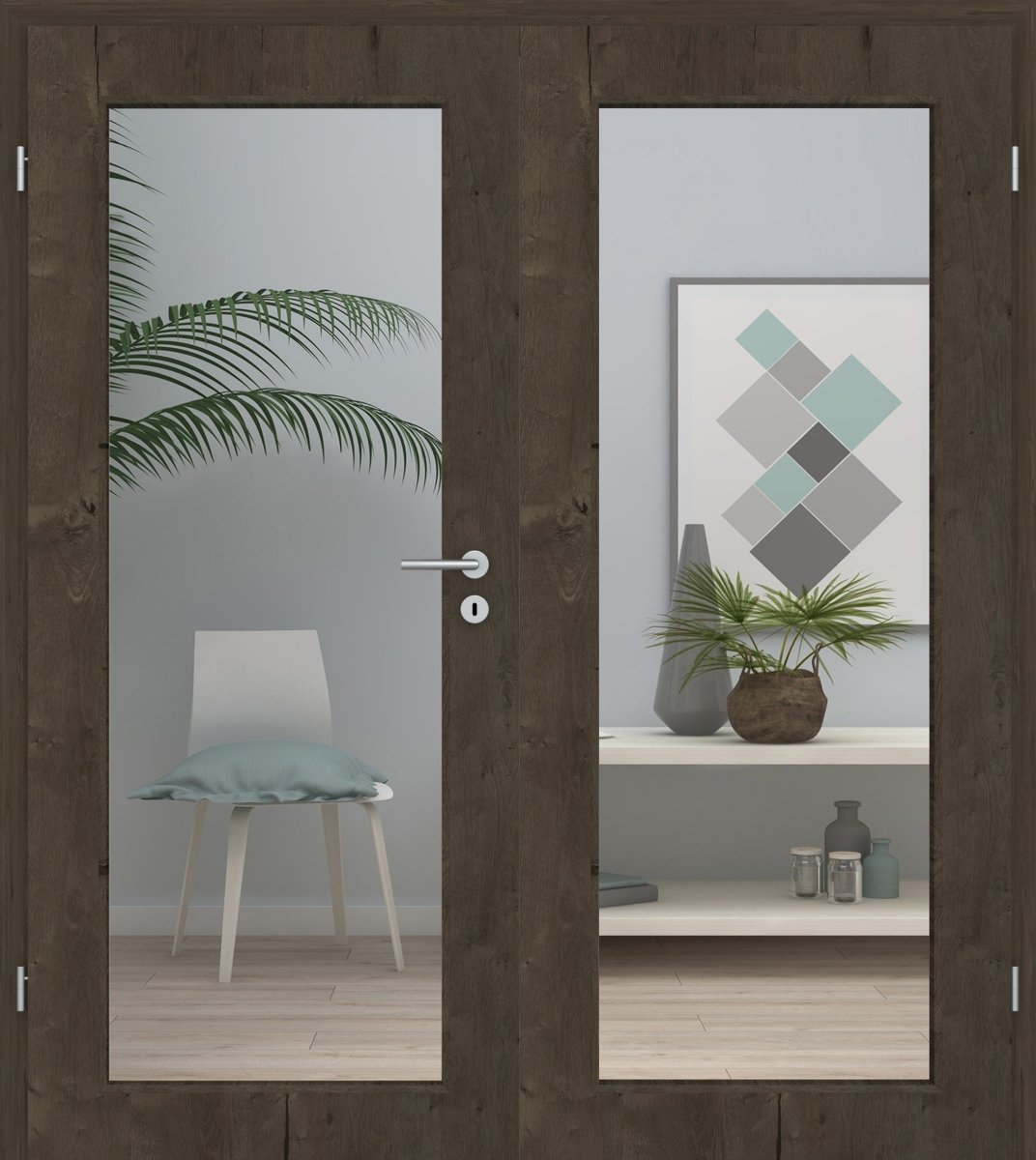 Doppelflügeltür Echtholz Risseiche Altholz LA XL - Meine Tür