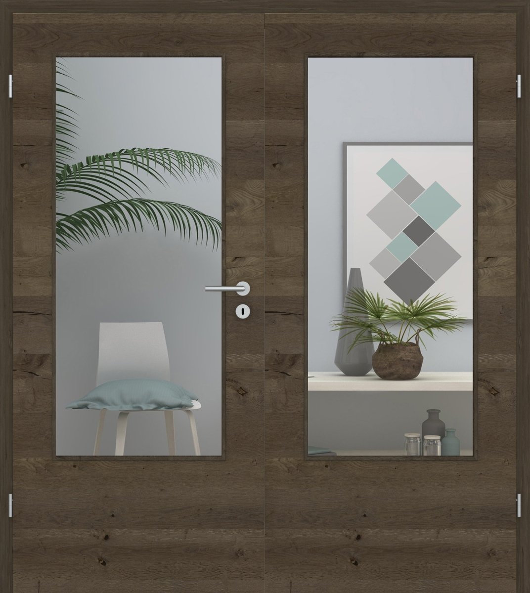 Doppelflügeltür Echtholz Risseiche Altholz Queroptik LA 01 - Meine Tür