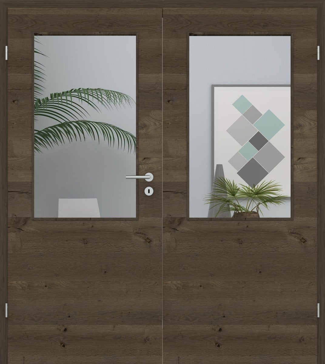 Doppelflügeltür Echtholz Risseiche Altholz Queroptik LA 02 - Meine Tür