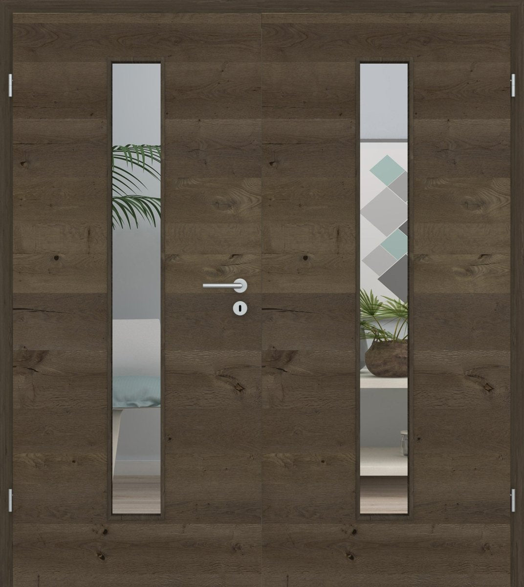 Doppelflügeltür Echtholz Risseiche Altholz Queroptik LA 08M - Meine Tür