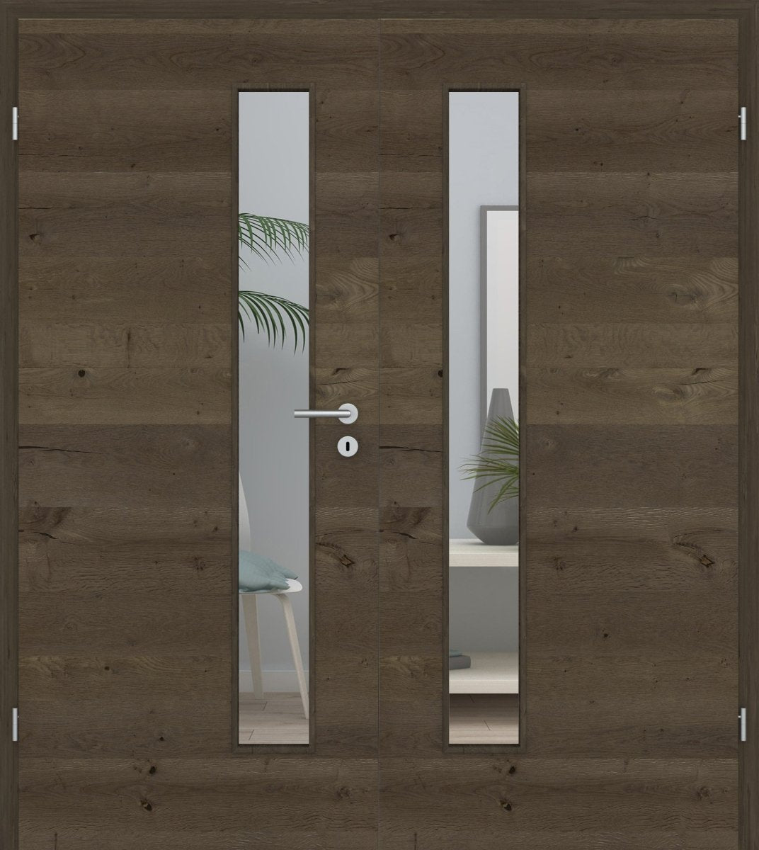 Doppelflügeltür Echtholz Risseiche Altholz Queroptik LA 08S - Meine Tür