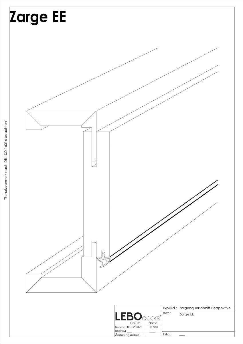 LEBO Zarge Echtholz Asteiche matt lackiert mit eckiger Kante EE - Meine Tür