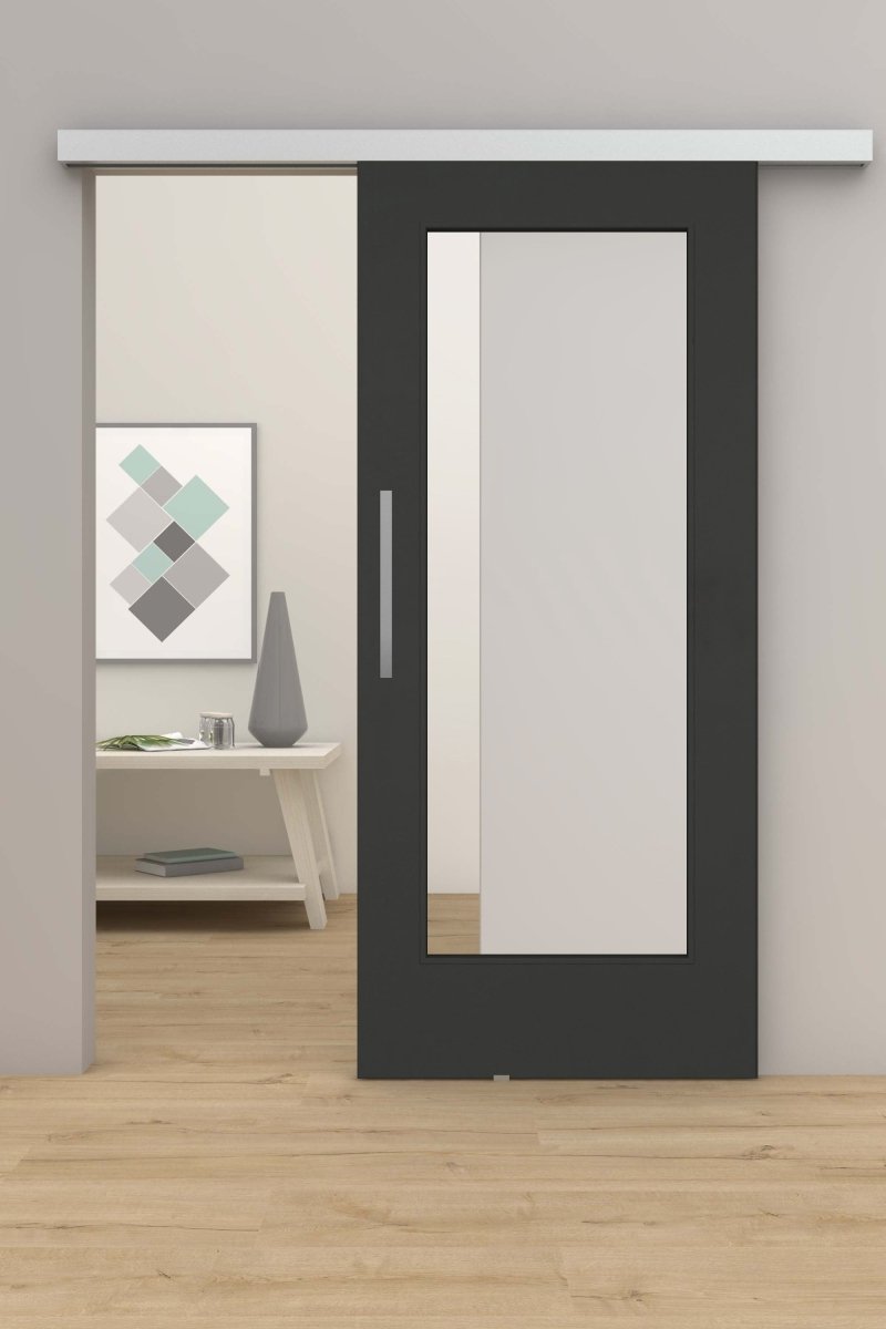 Schiebetür mit Laufschiene CPL Anthrazitgrau RAL 7016 LA 01 - Meine Tür