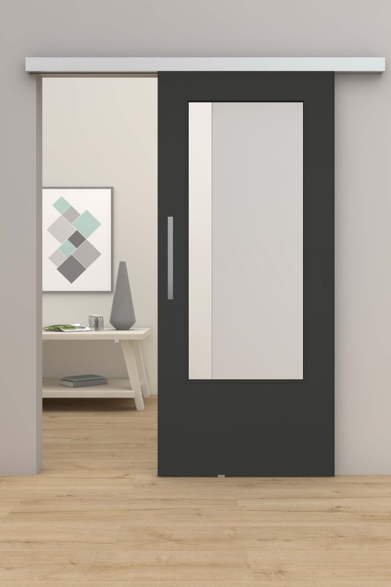 Schiebetür mit Laufschiene CPL Anthrazitgrau RAL 7016 LA - Meine Tür