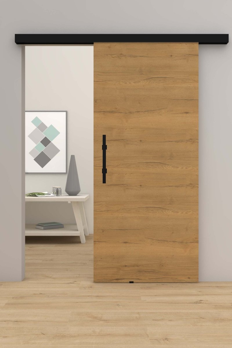 Schiebetür mit Laufschiene CPL Lennart Vicco Eiche Honig Queroptik - Meine Tür