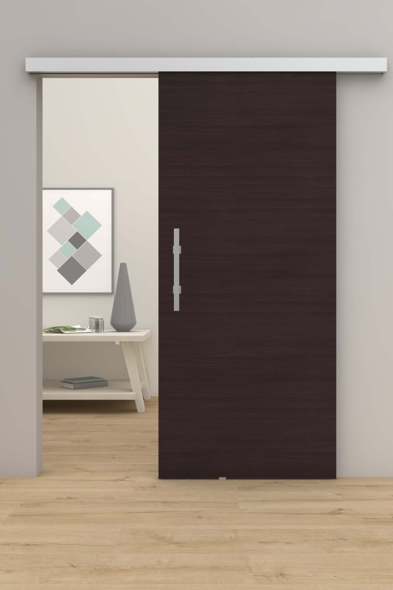 Schiebetür mit Laufschiene CPL Mattline Eiche Graphitgrau Queroptik - Meine Tür