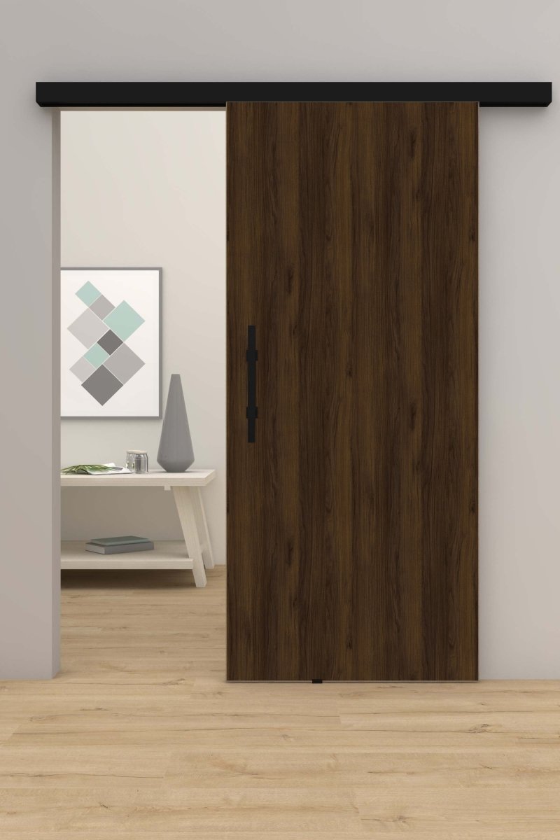 Schiebetür mit Laufschiene CPL Mattline Nussbraun - Meine Tür