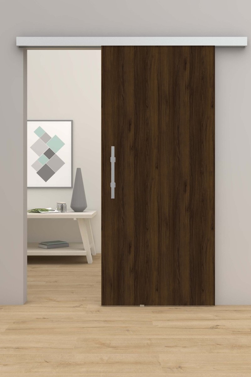 Schiebetür mit Laufschiene CPL Mattline Nussbraun - Meine Tür