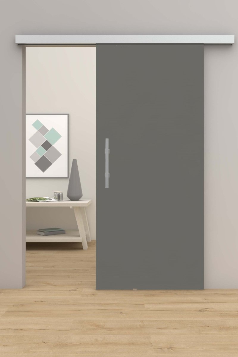 Schiebetür mit Laufschiene CPL Nanoline Mattgrau RAL 9037 - Meine Tür