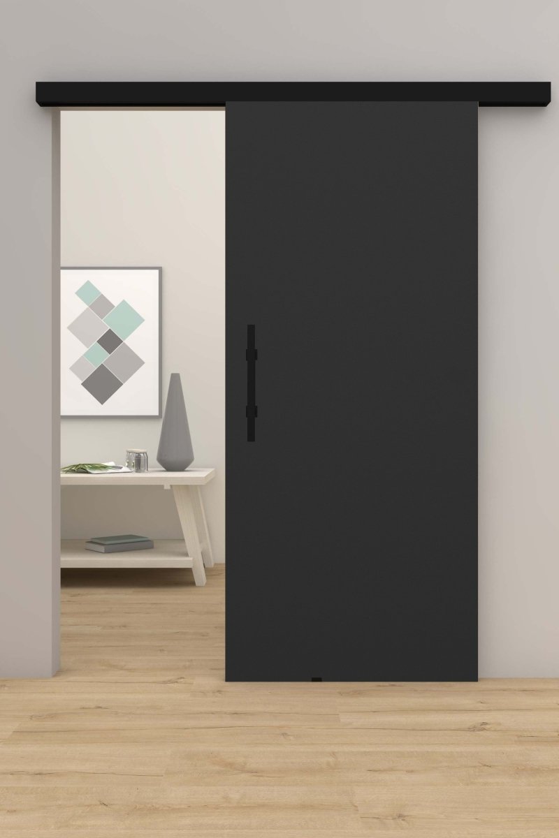 Schiebetür mit Laufschiene CPL Nanoline Mattschwarz RAL 9005 - Meine Tür