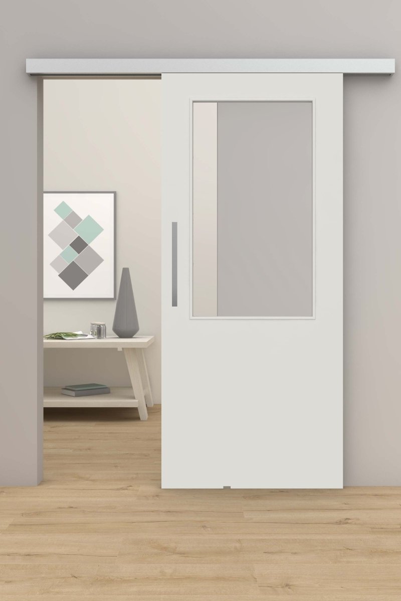 Schiebetür mit Laufschiene CPL Uni grau RAL 7047 LA 02 - Meine Tür