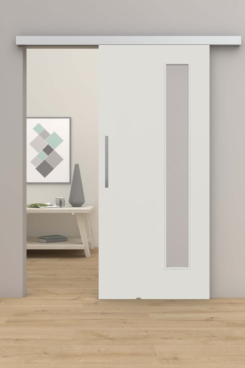 Schiebetür mit Laufschiene CPL Uni grau RAL 7047 LA 08B - Meine Tür