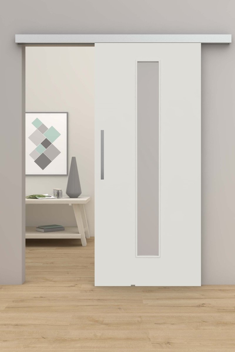 Schiebetür mit Laufschiene CPL Uni grau RAL 7047 LA 08M - Meine Tür