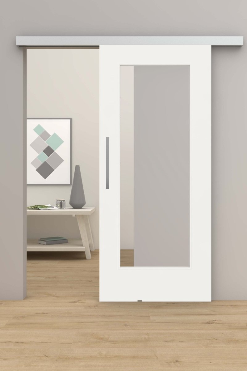 Schiebetür mit Laufschiene CPL Uni weiß RAL 9016 LA 01 - Meine Tür