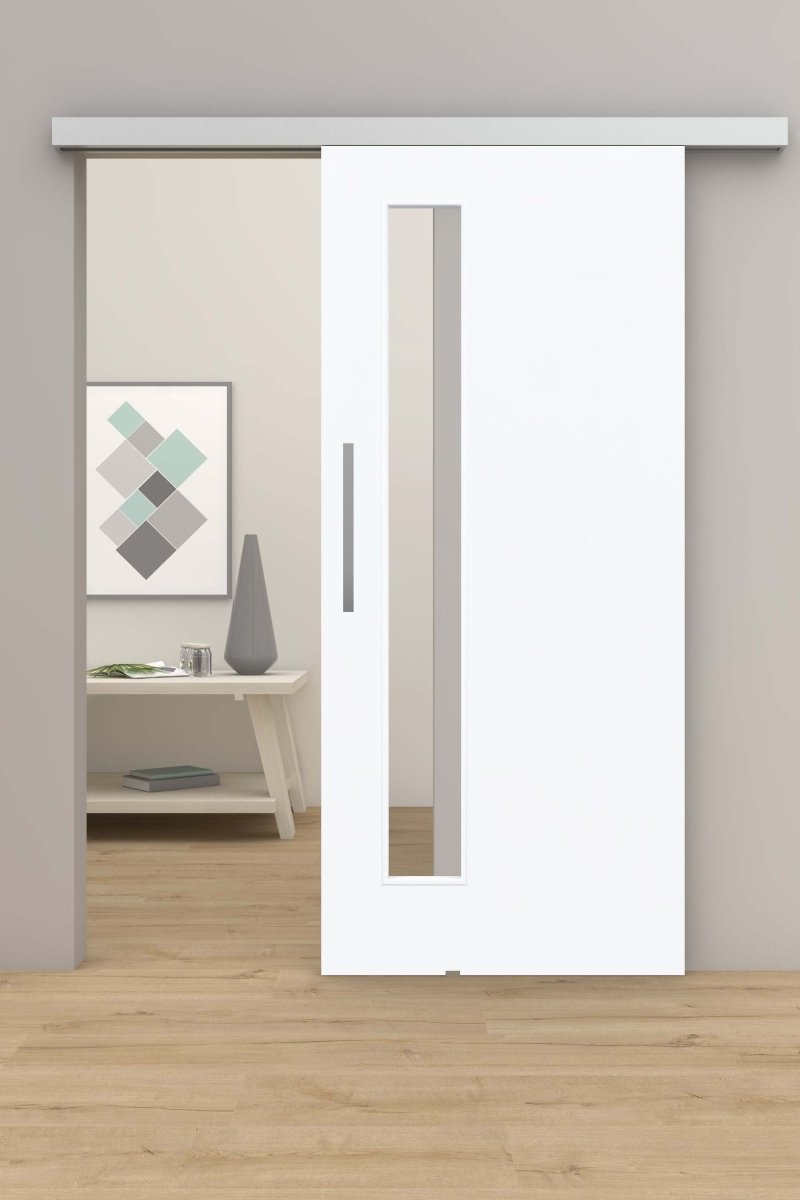 Schiebetür mit Laufschiene CPL Weißlack RAL 9003 LA 08S - Meine Tür