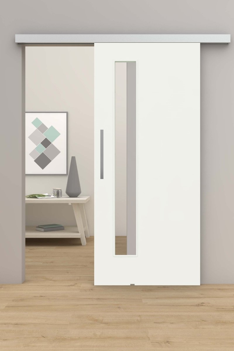 Schiebetür mit Laufschiene Hennes 2G LA Weißlack RAL 9010 Stiltür - Meine Tür