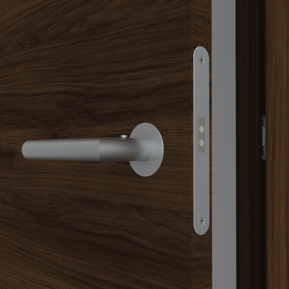 Stumpfeinschlagende Tür mit Zarge CPL Mattline Nussbraun Queroptik | ohne Schlüssellochbohrung - Meine Tür