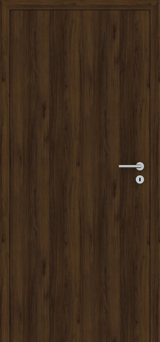 Stumpfeinschlagende Tür mit Zarge CPL Nussbraun - Meine Tür