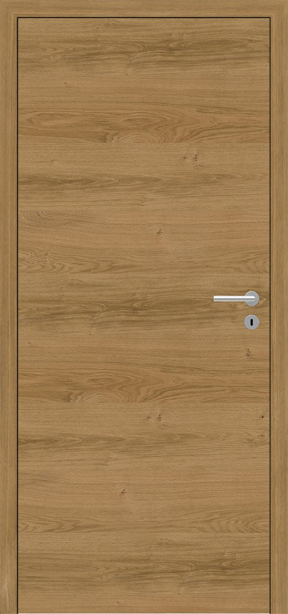 Stumpfeinschlagende Tür mit Zarge Echtholz Asteiche matt lackiert Queroptik - Meine Tür