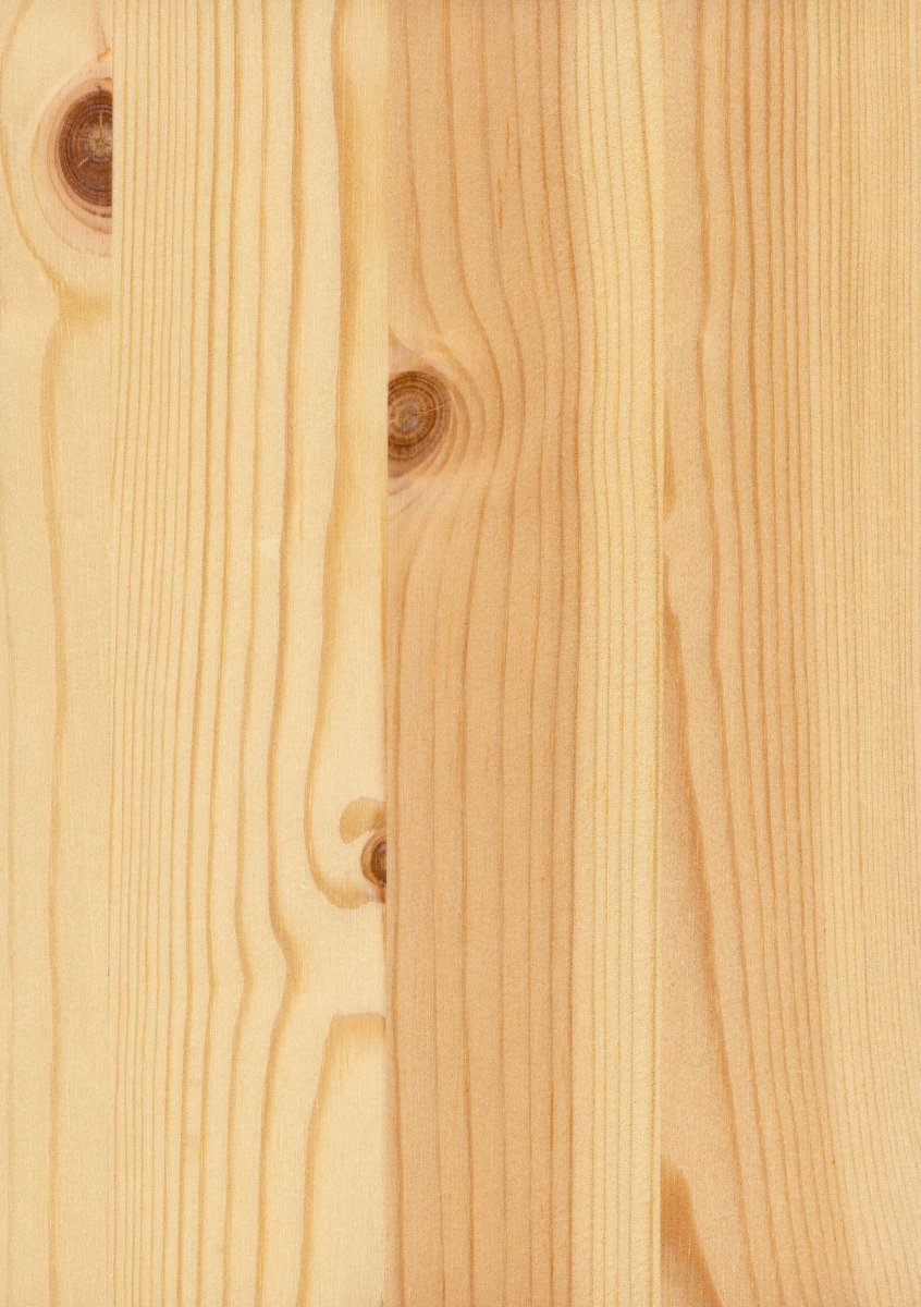 Mustertafel Kiefer astig massiv roh & lackiert - Meine Tür