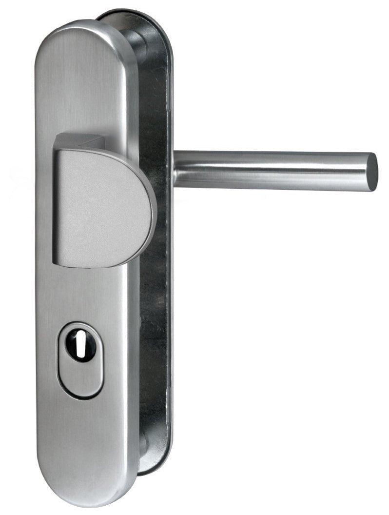 Schutzbeschlag Knopf-Drücker L-Form Edelstahl matt poliert Ikarus - Lienbacher - Meine Tür