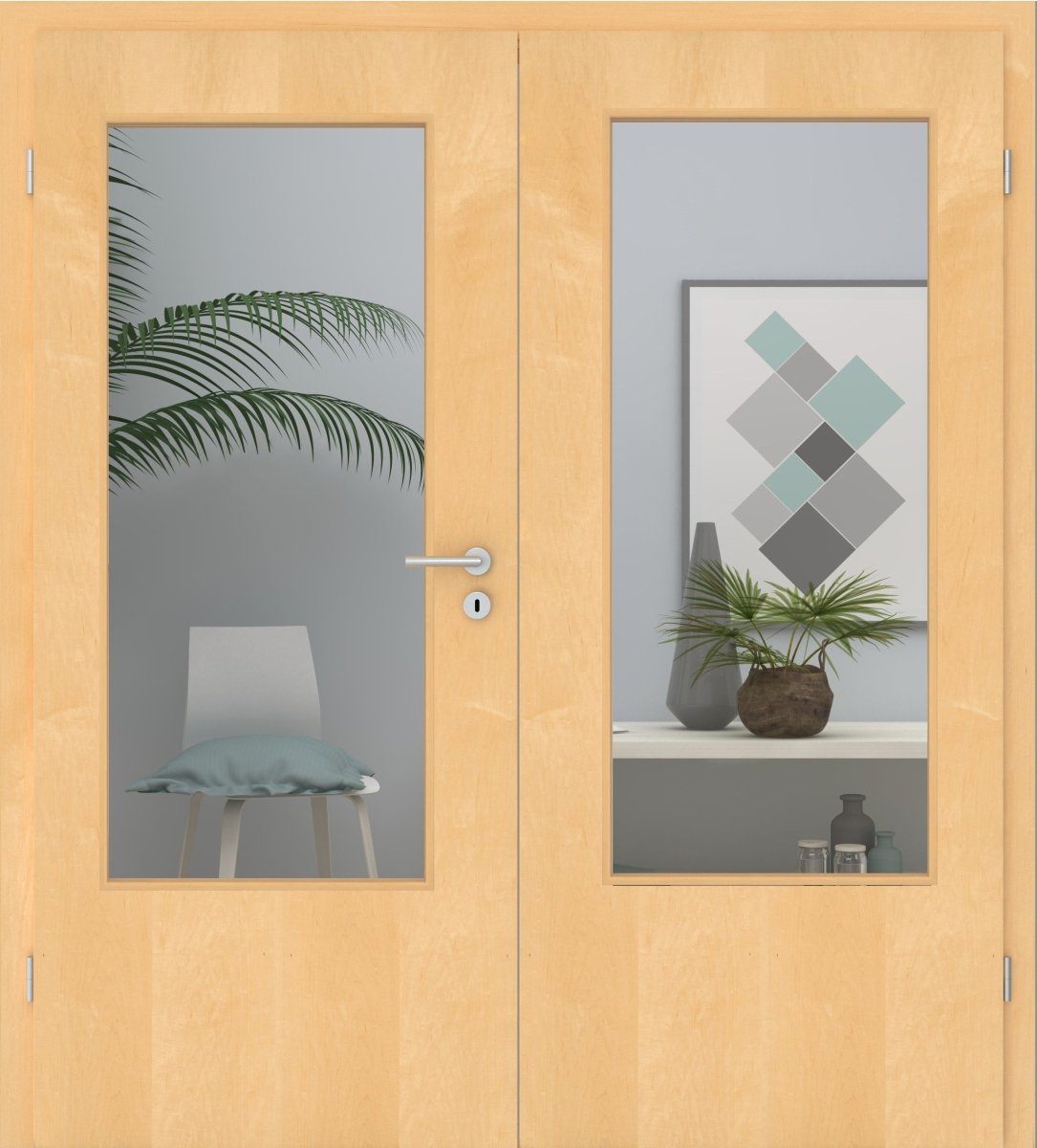 Doppeltüren Echtholz furniert Klassik mit Lichtausschnitt - Meine Tür