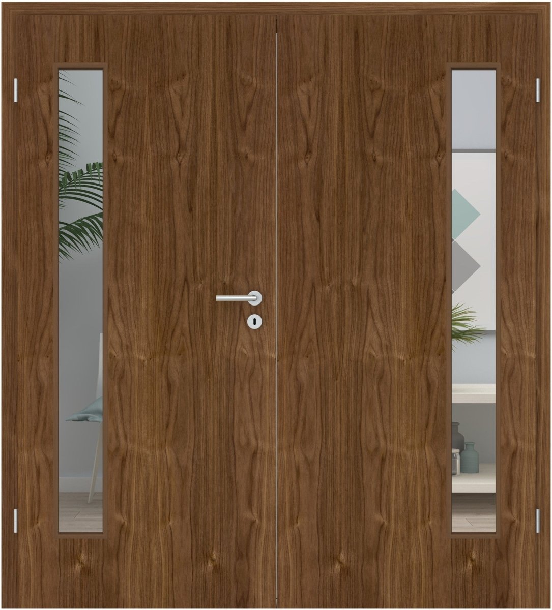 Doppelflügeltür Echtholz Amerikanisch Nussbaum lackiert LA 08B - Meine Tür