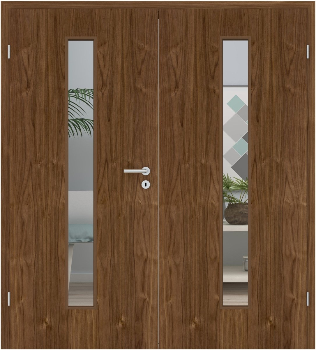 Doppelflügeltür Echtholz Amerikanisch Nussbaum lackiert LA 08M - Meine Tür