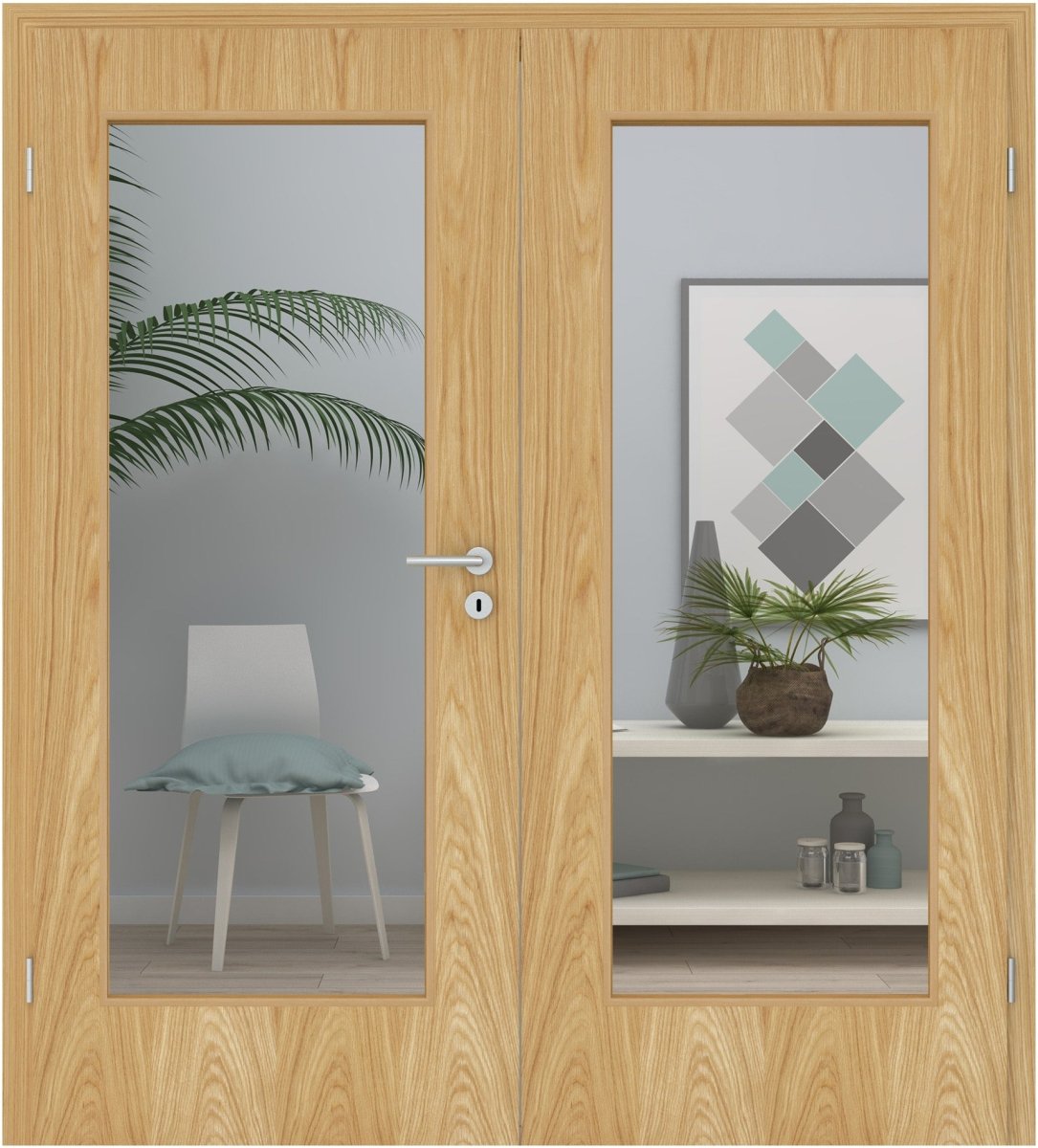 Doppelflügeltür Echtholz Eiche Natur lackiert LA 01 - Meine Tür
