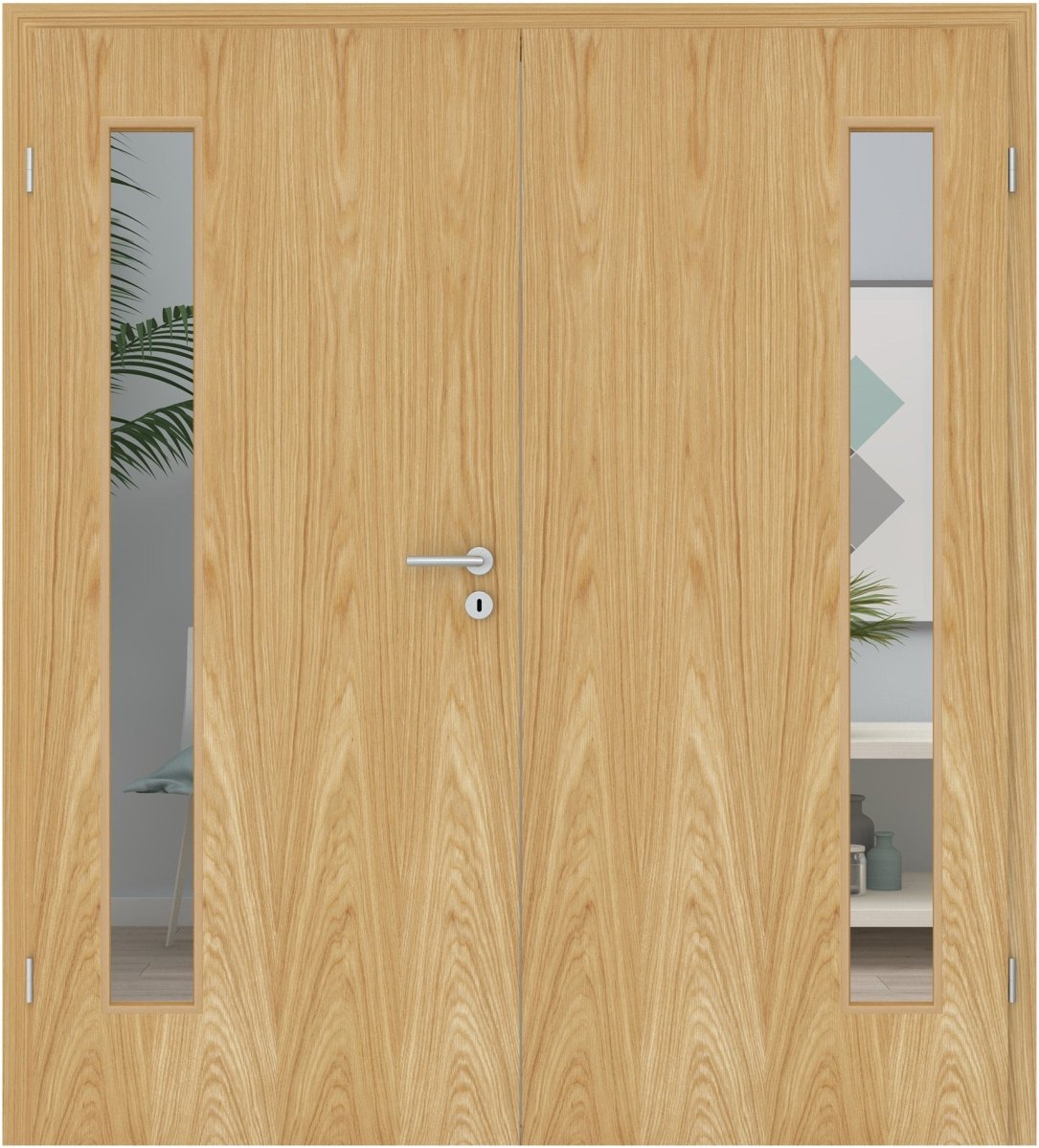 Doppelflügeltür Echtholz Eiche Natur lackiert LA 08B - Meine Tür