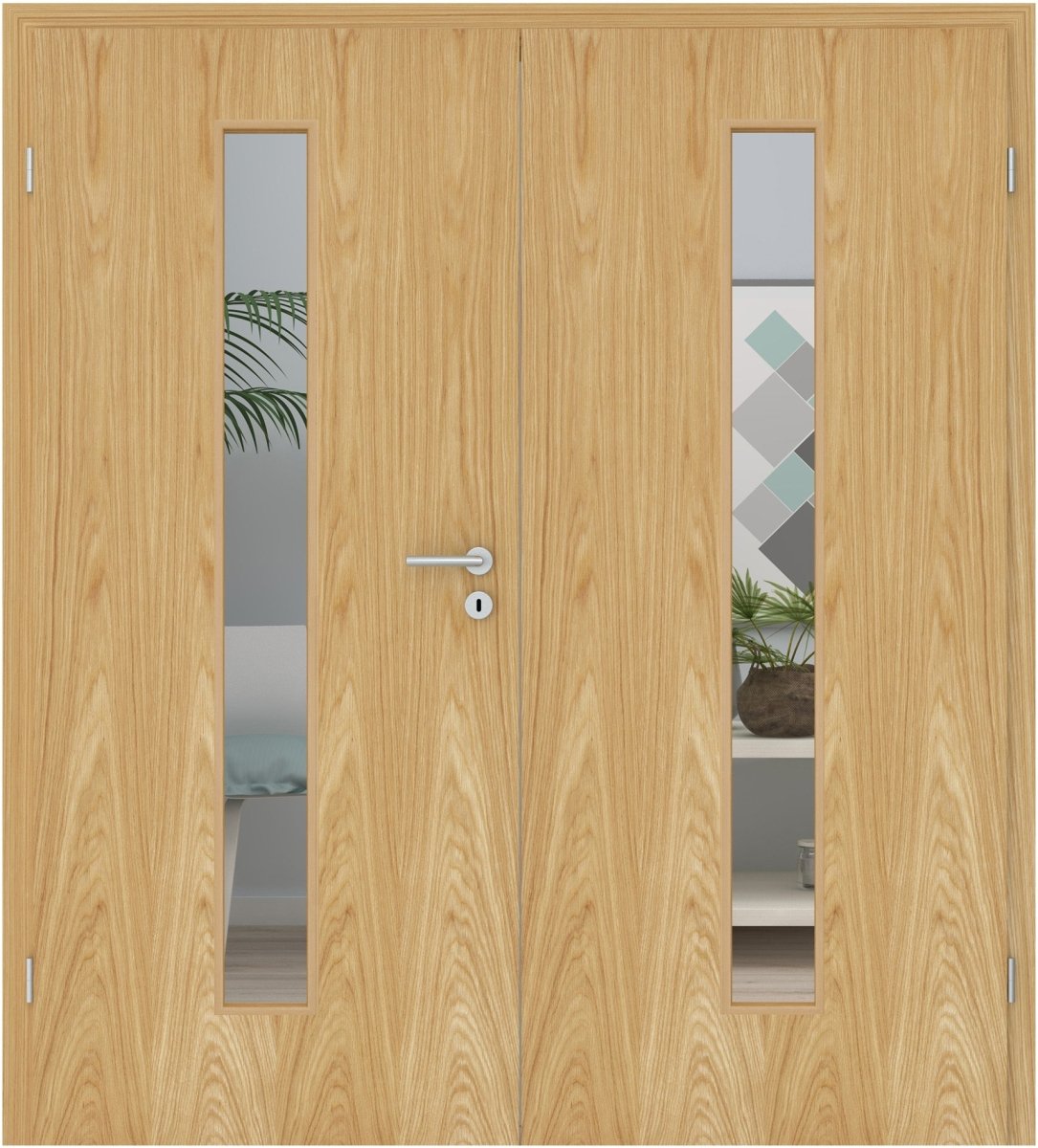 Doppelflügeltür Echtholz Eiche Natur lackiert LA 08M - Meine Tür