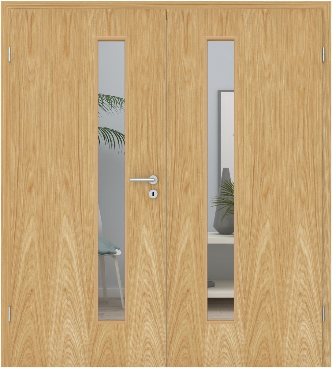 Doppelflügeltür Echtholz Eiche Natur lackiert LA 08S - Meine Tür