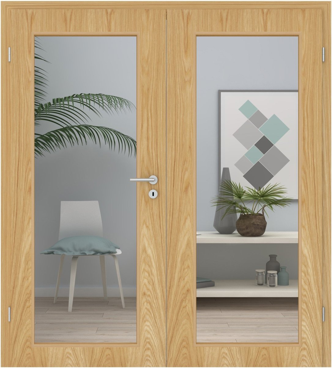 Doppelflügeltür Echtholz Eiche Natur lackiert LA XL - Meine Tür