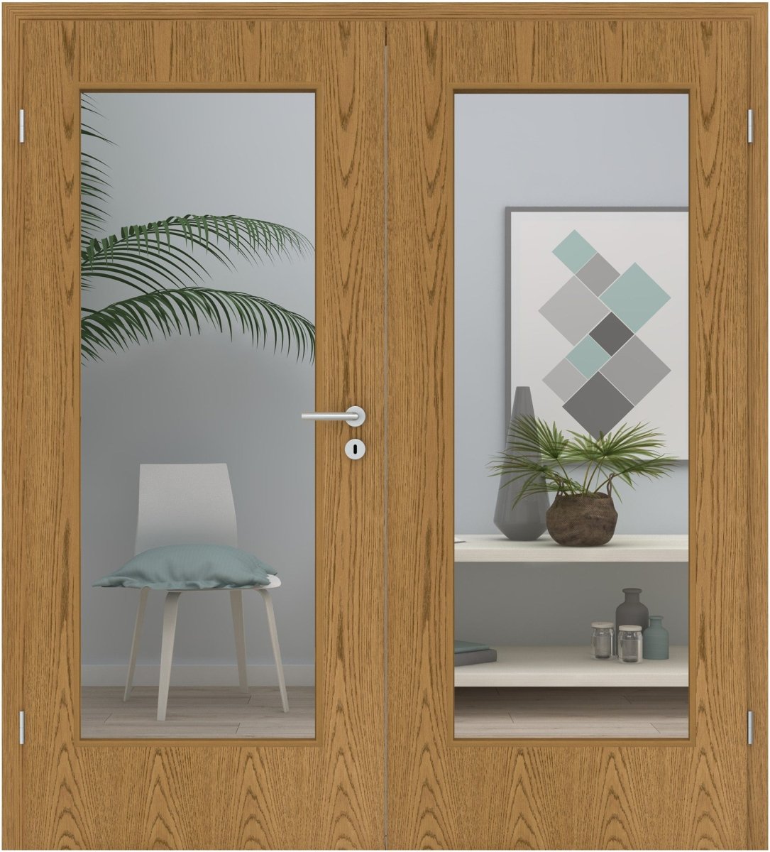 Doppelflügeltür Echtholz Eiche Rustikal P43 gebeizt LA 01 - Meine Tür