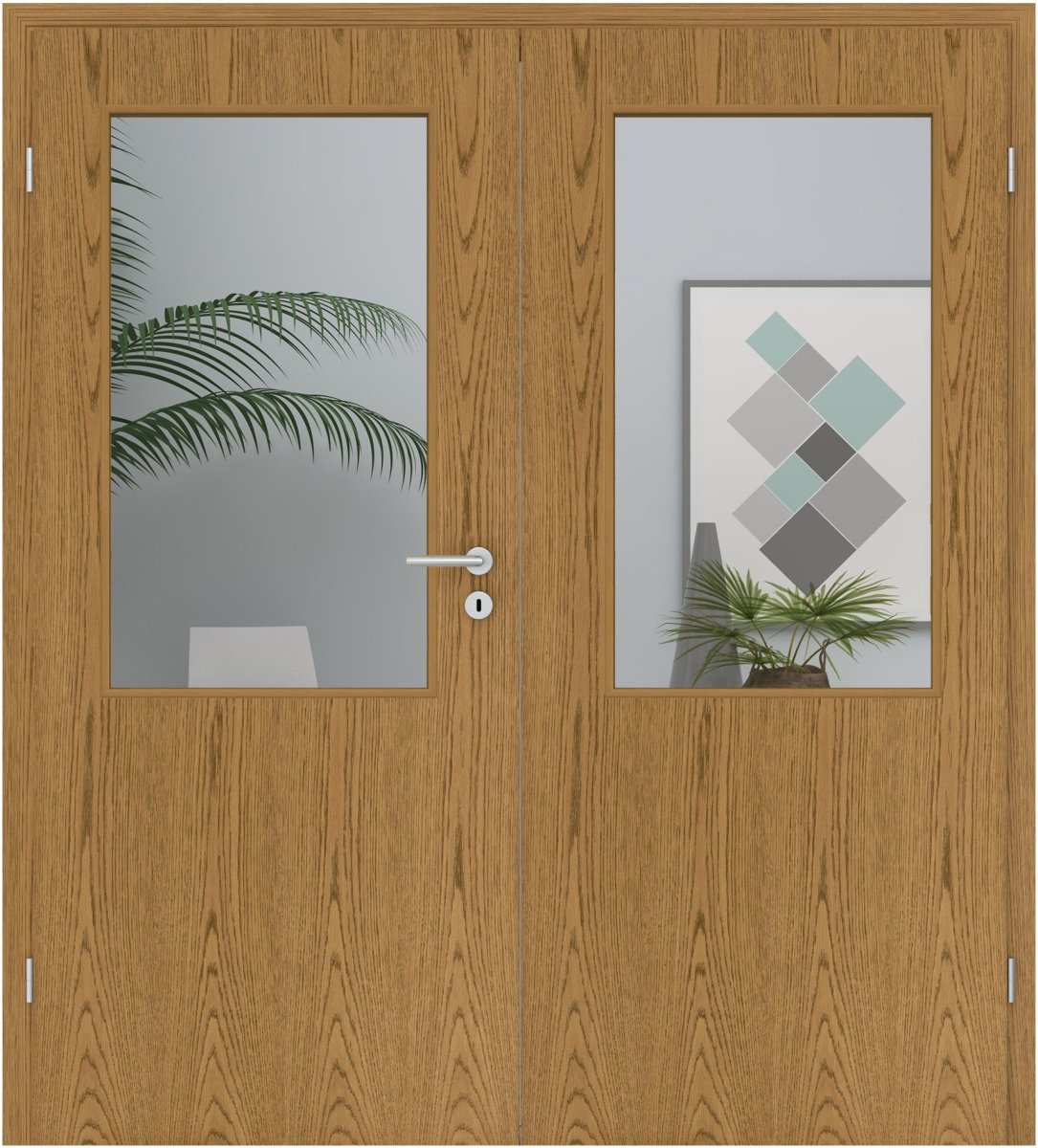 Doppelflügeltür Echtholz Eiche Rustikal P43 gebeizt LA 02 - Meine Tür