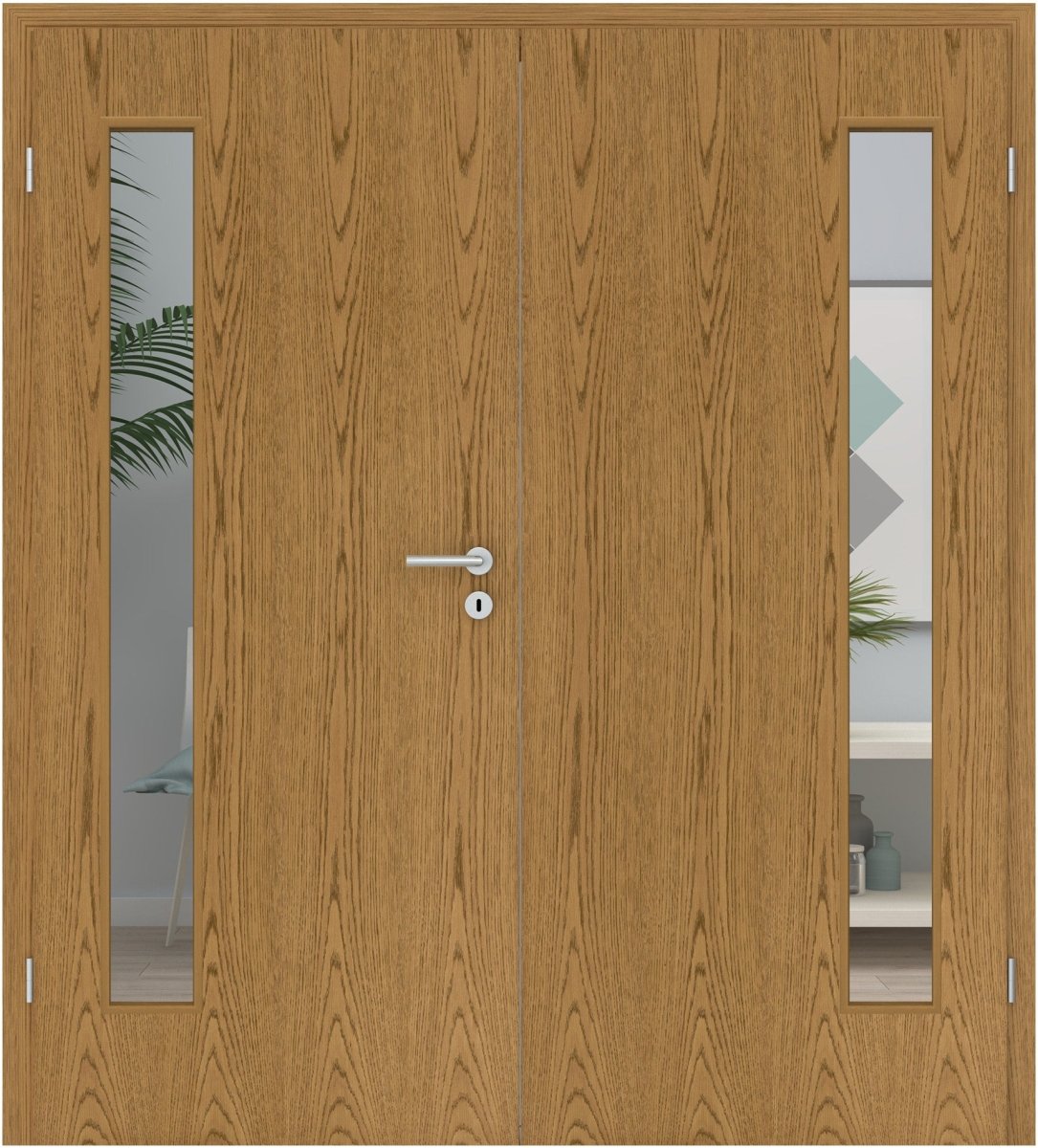 Doppelflügeltür Echtholz Eiche Rustikal P43 gebeizt LA 08B - Meine Tür