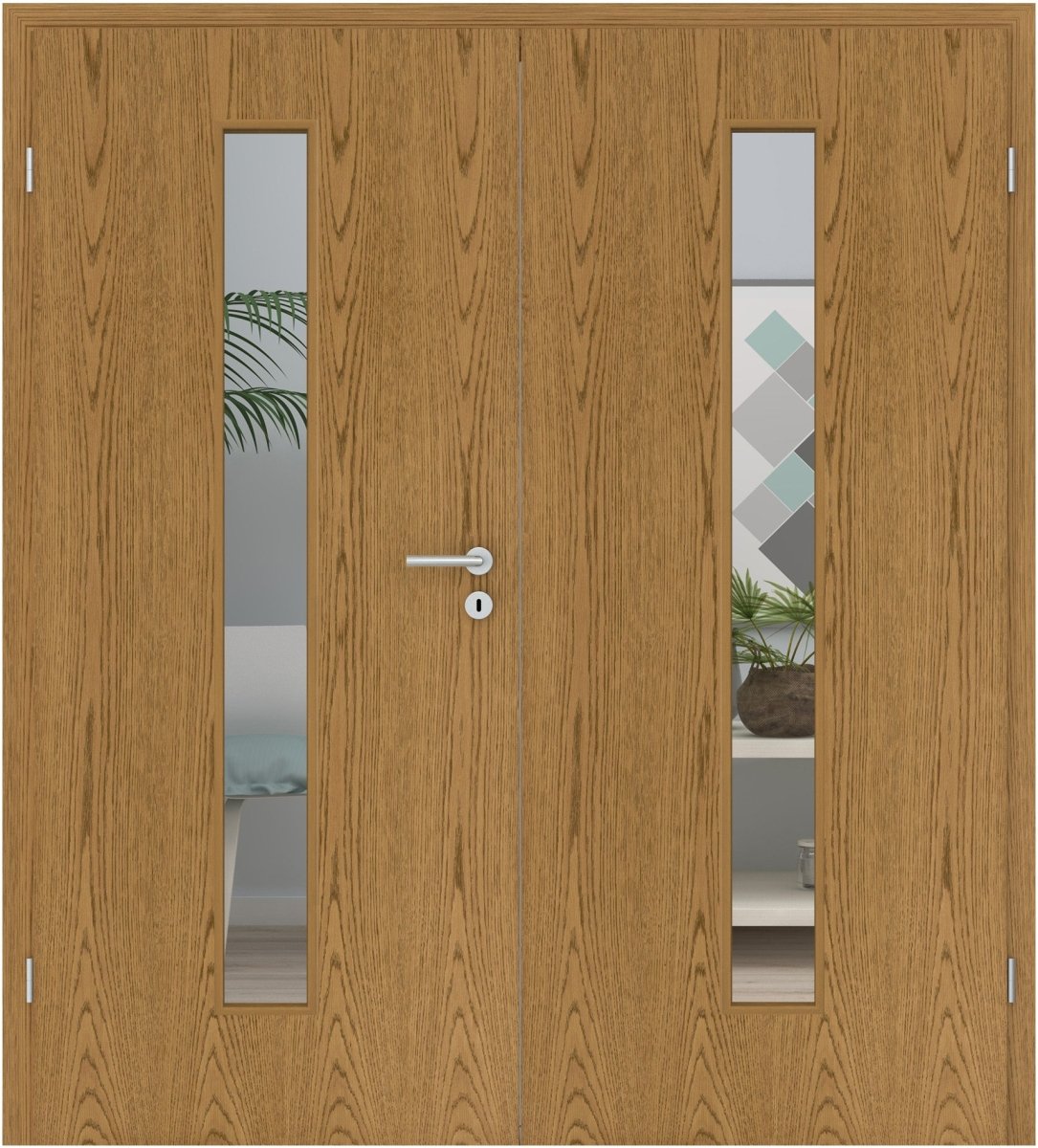 Doppelflügeltür Echtholz Eiche Rustikal P43 gebeizt LA 08M - Meine Tür