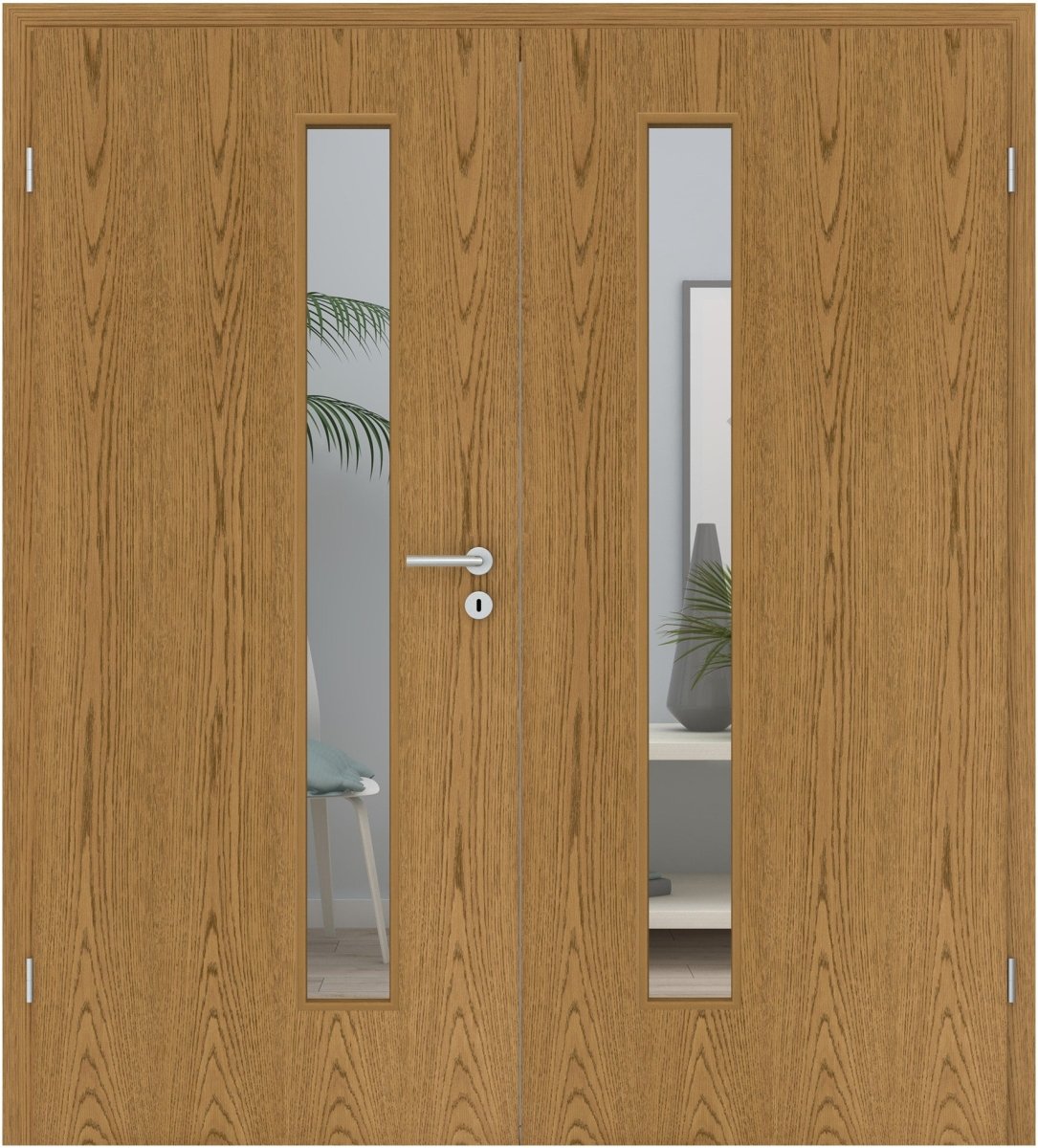 Doppelflügeltür Echtholz Eiche Rustikal P43 gebeizt LA 08S - Meine Tür