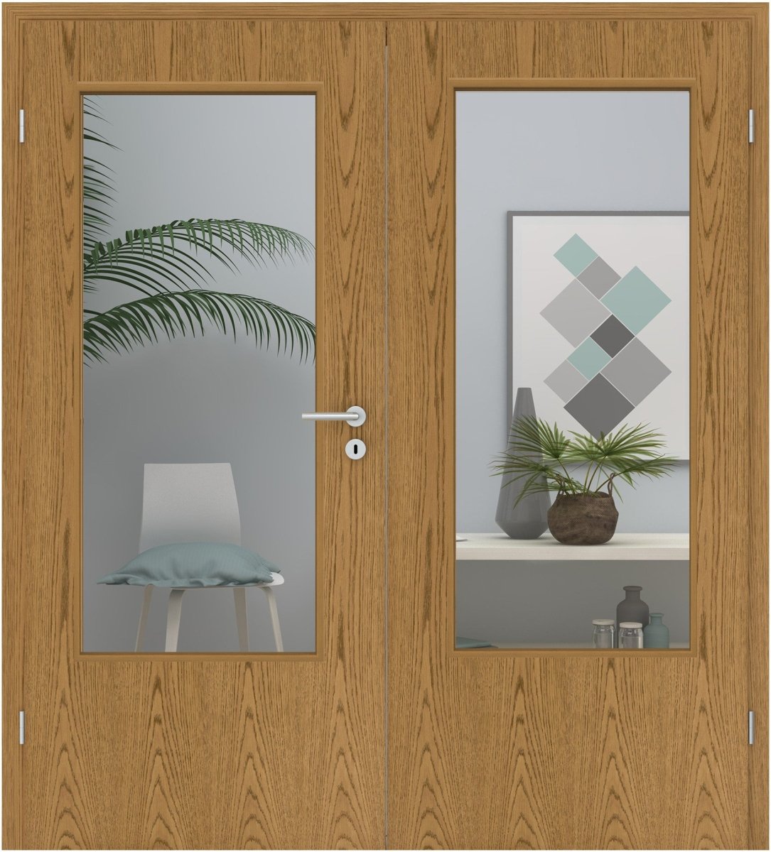 Doppelflügeltür Echtholz Eiche Rustikal P43 gebeizt LA DIN - Meine Tür