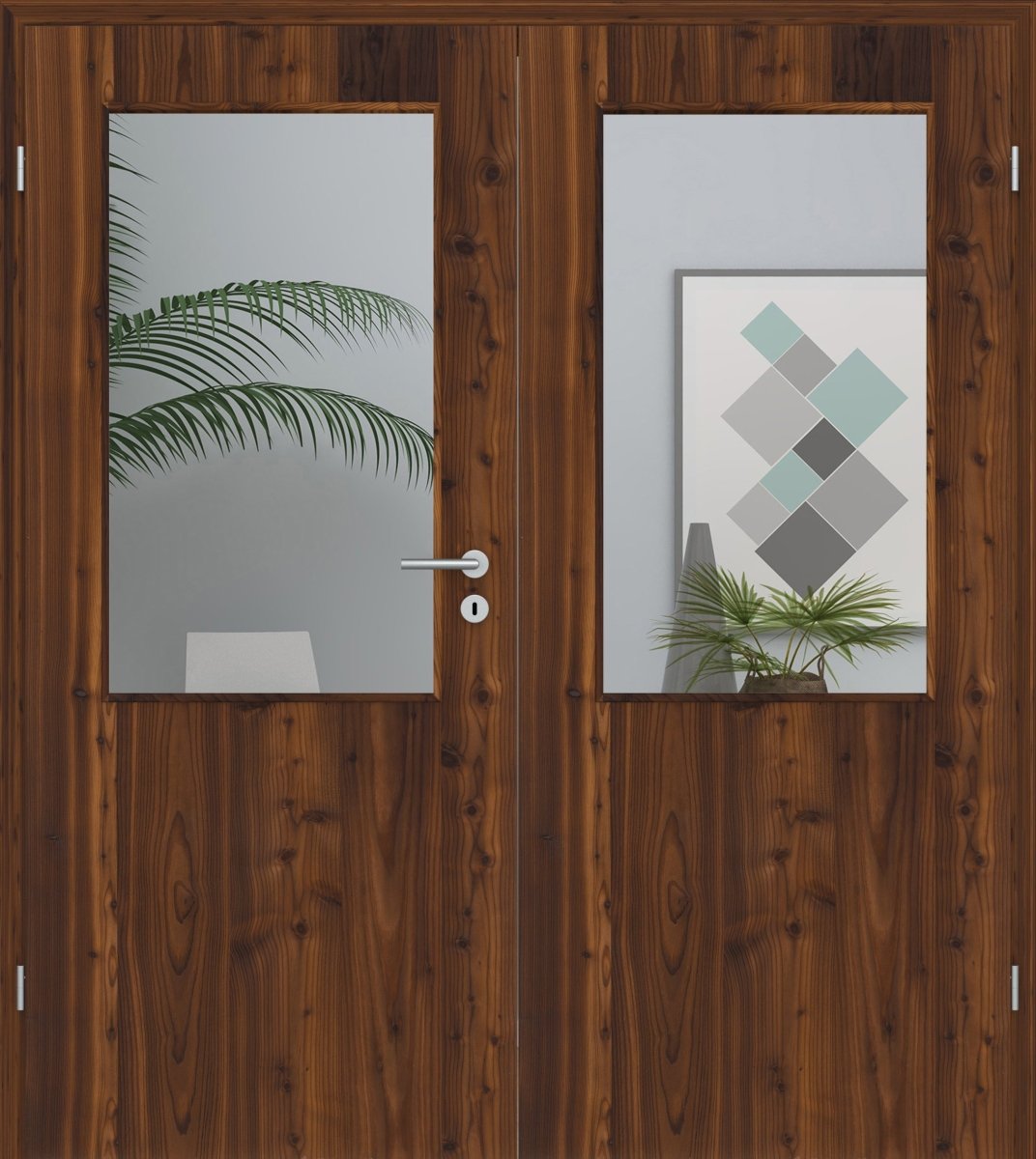 Doppelflügeltür Echtholz Lärche Crack dunkel LA 02 - Meine Tür