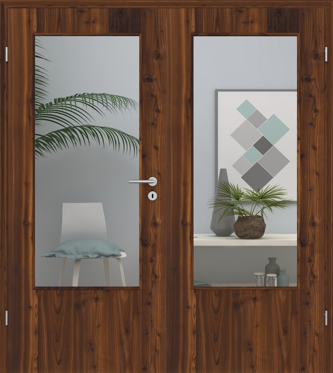 Doppelflügeltür Echtholz Lärche Crack dunkel LA - Meine Tür