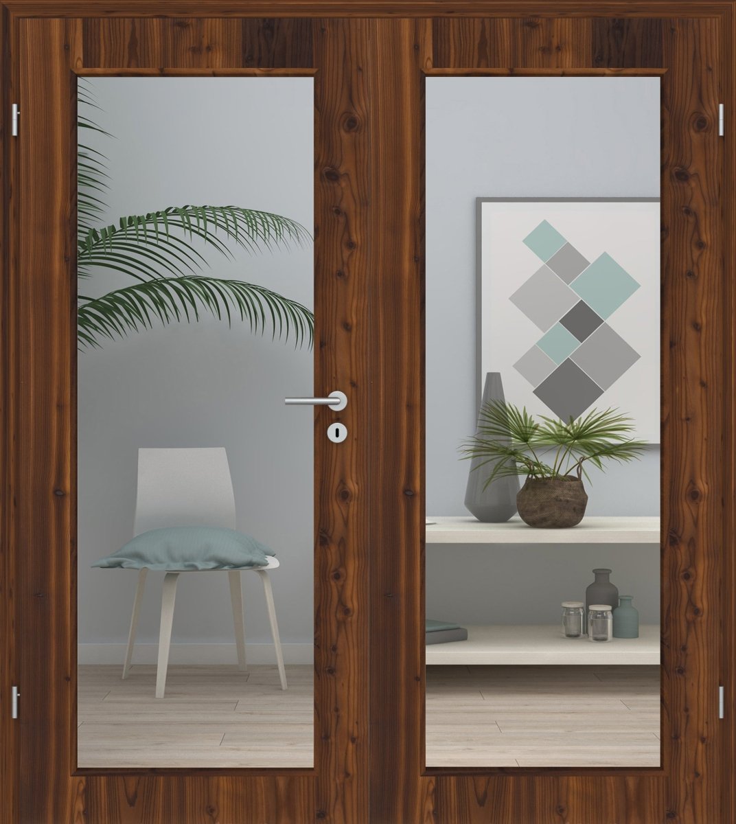 Doppelflügeltür Echtholz Lärche Crack dunkel LA XL - Meine Tür