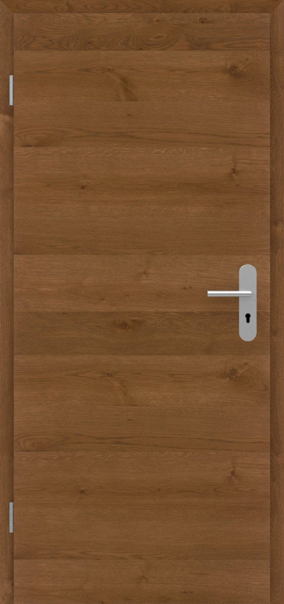 Wohnungseingangstür Echtholz Asteiche Rot/Braun matt lackiert Queroptik - Meine Tür